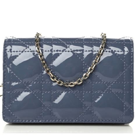 Lady Dior Nano Pouch Cloud Blue Patent Cannage Calfskin